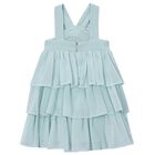 Girls Blue Bow Tiered Dress, 3, hi-res
