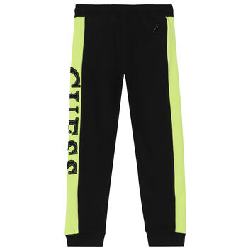 Boys Black & Green Logo Joggers