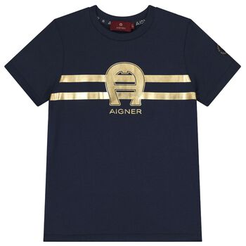 Boys Navy Blue Logo T-Shirt
