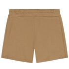Younger Boys White & Beige Logo Shorts Set, 1, hi-res