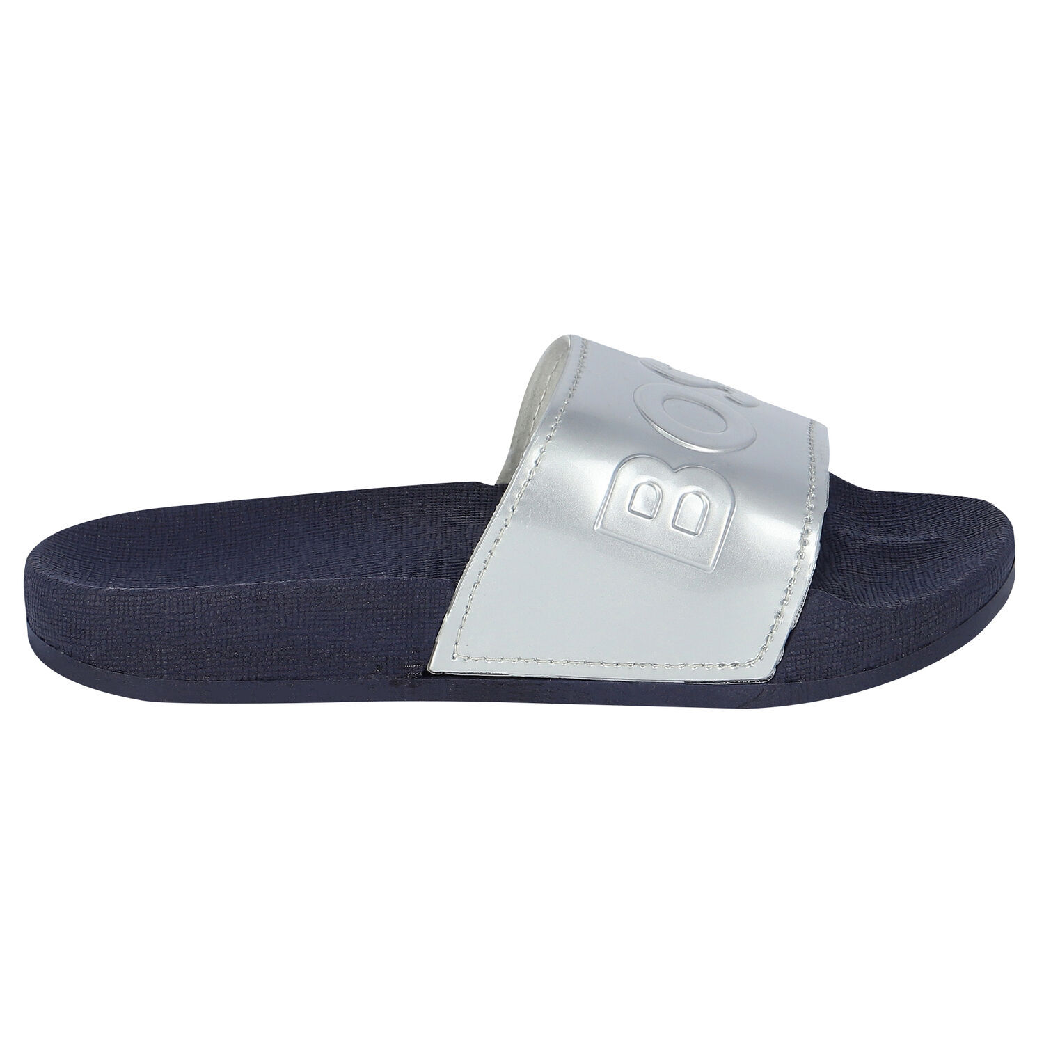 Girls Silver Logo Sliders, 1, hi-res