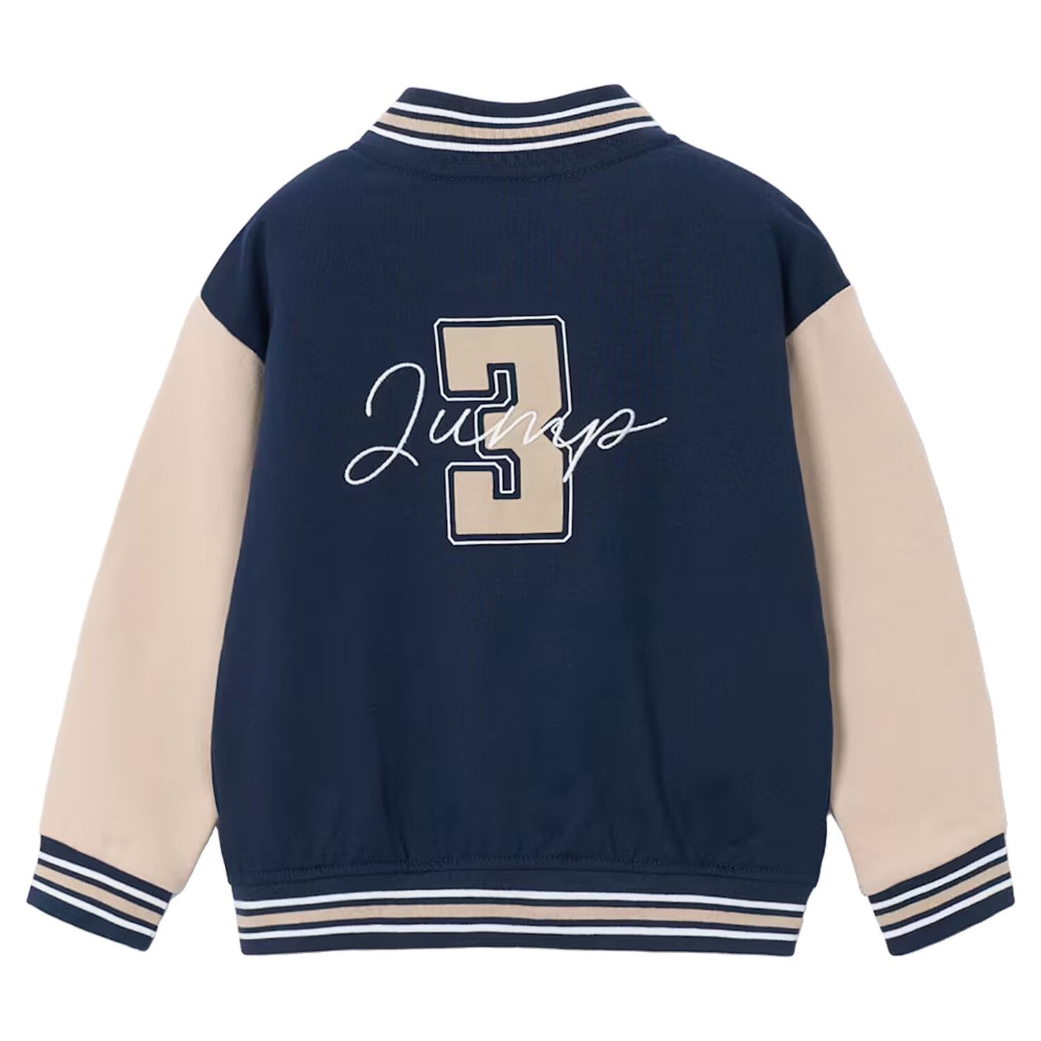 Boys Navy Blue & Beige Basketball Bomber Jacket, 2, hi-res