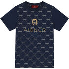 تيشيرت بالشعار باللون الكحلي للأولاد, 1, hi-res