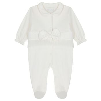 Baby Girls Ivory Bow Babygrow