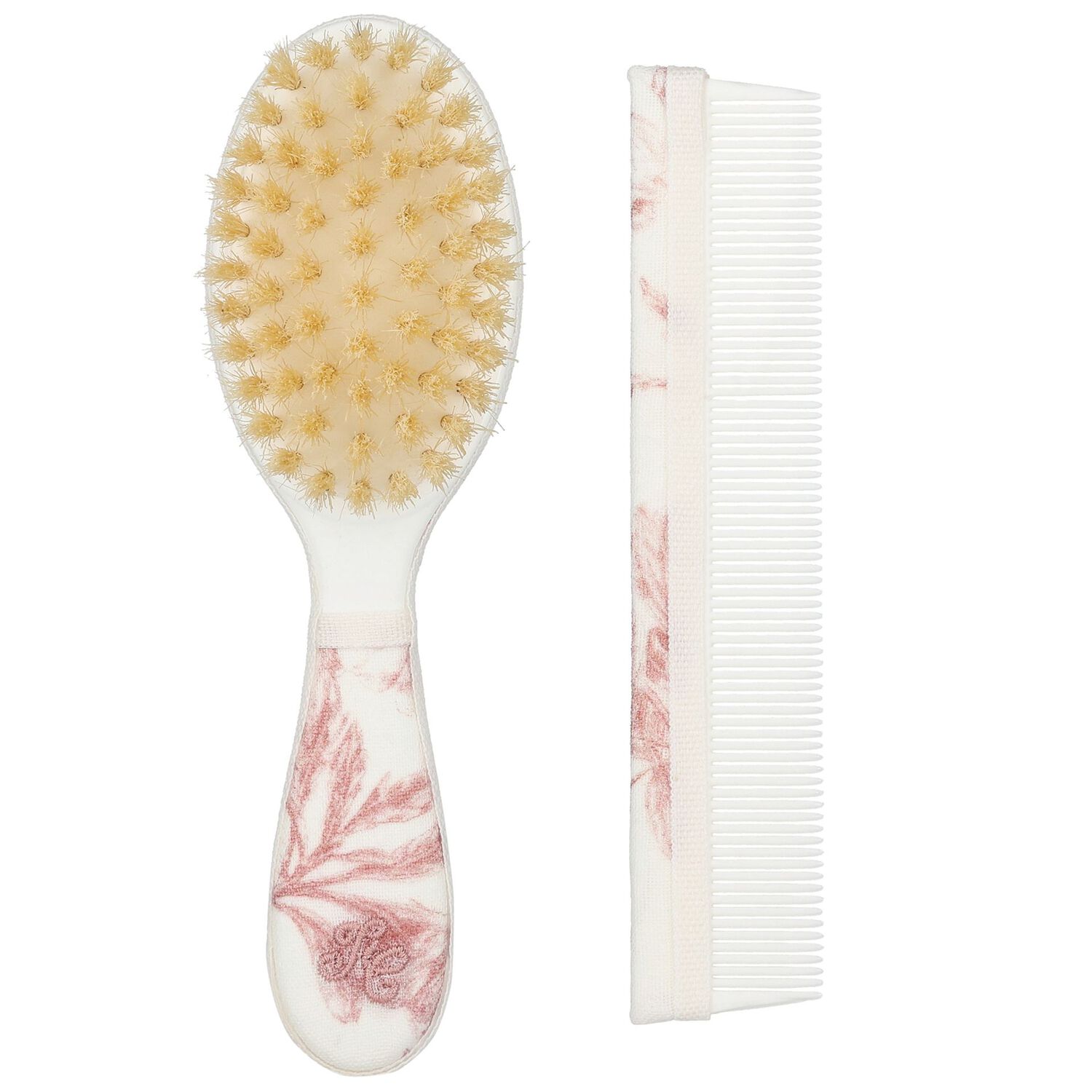 Baby Girls Ivory & Pink Toile de Jouy Brush & Comb Set, 3, hi-res