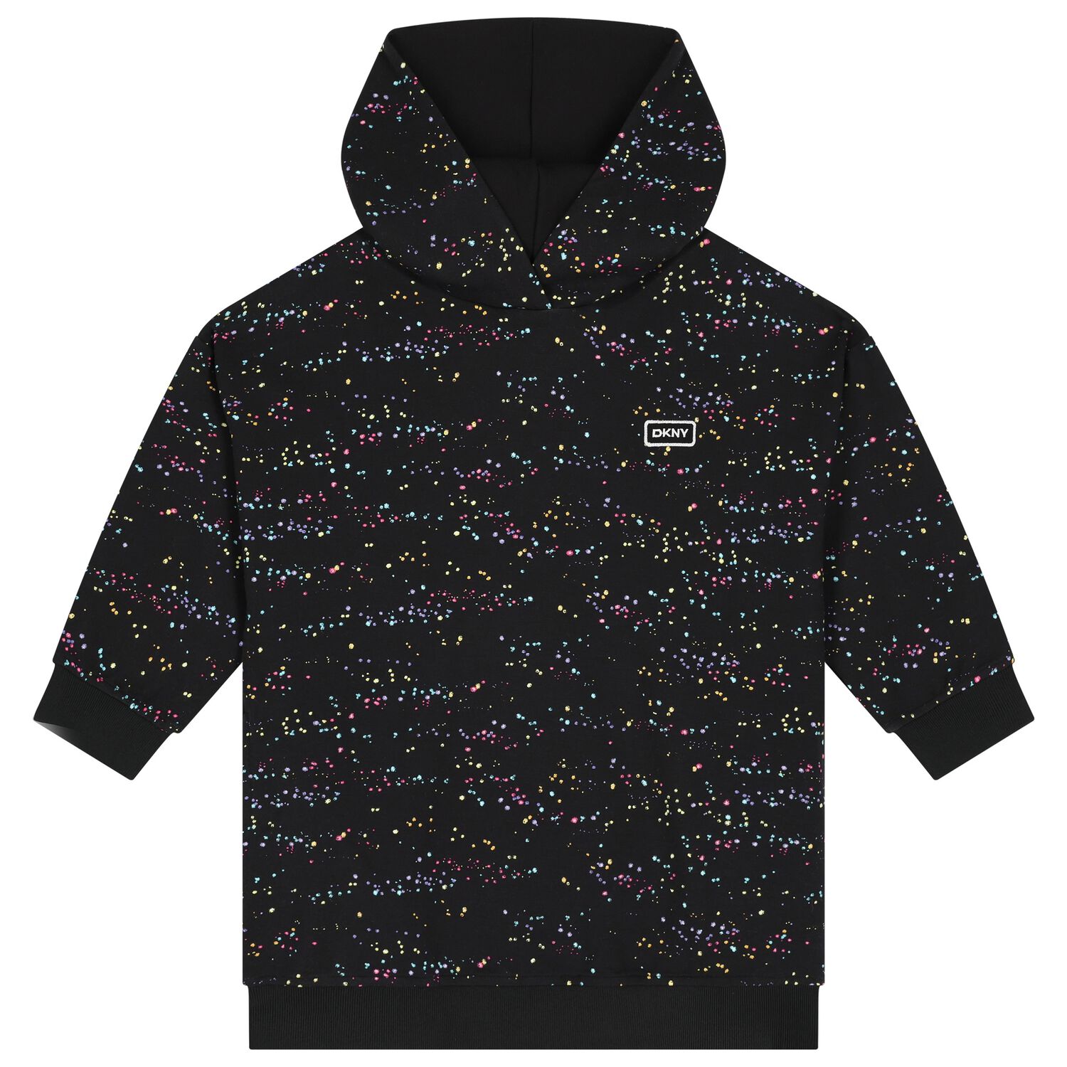 Girls Black Starlight Logo Hooded Dress, 1, hi-res image number null