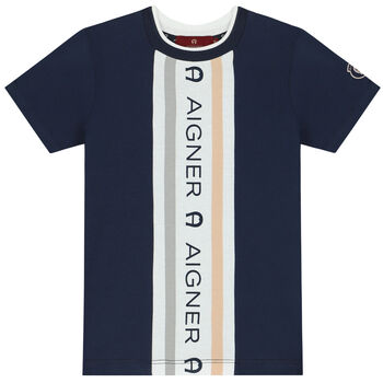 Boys Navy Blue Logo T-Shirt