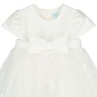 Younger Girls White Bow Tulle Dress, 1, hi-res