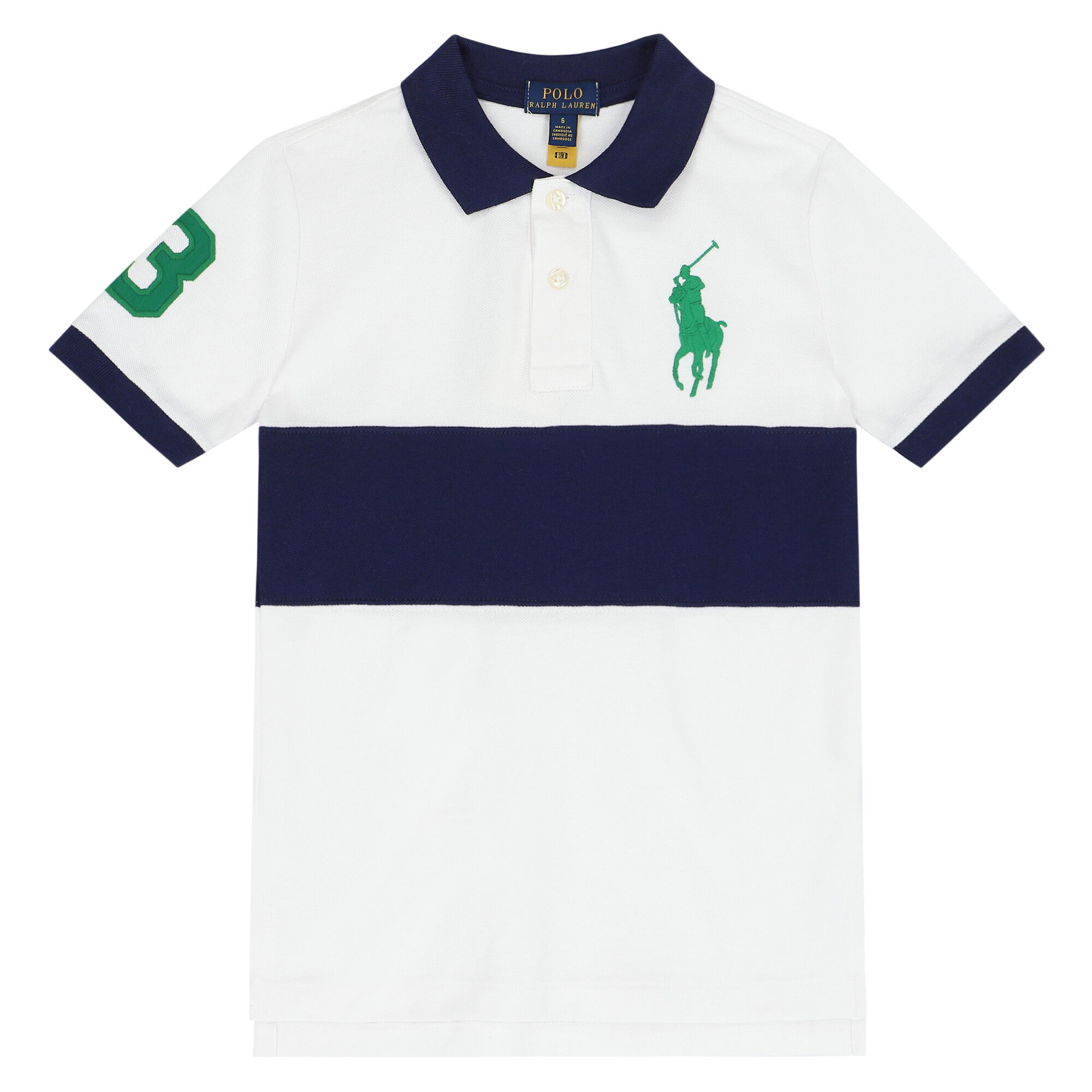 Ralph Lauren Boys White Navy Logo Polo Shirt Junior Couture UAE