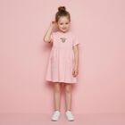 Younger Girls Pink Teddy Bear Logo Dress , 1, hi-res
