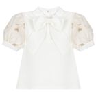 Girls White Bow Blouse, 1, hi-res