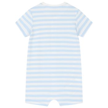Baby Boys Blue & White Rompers ( 2 Pack )