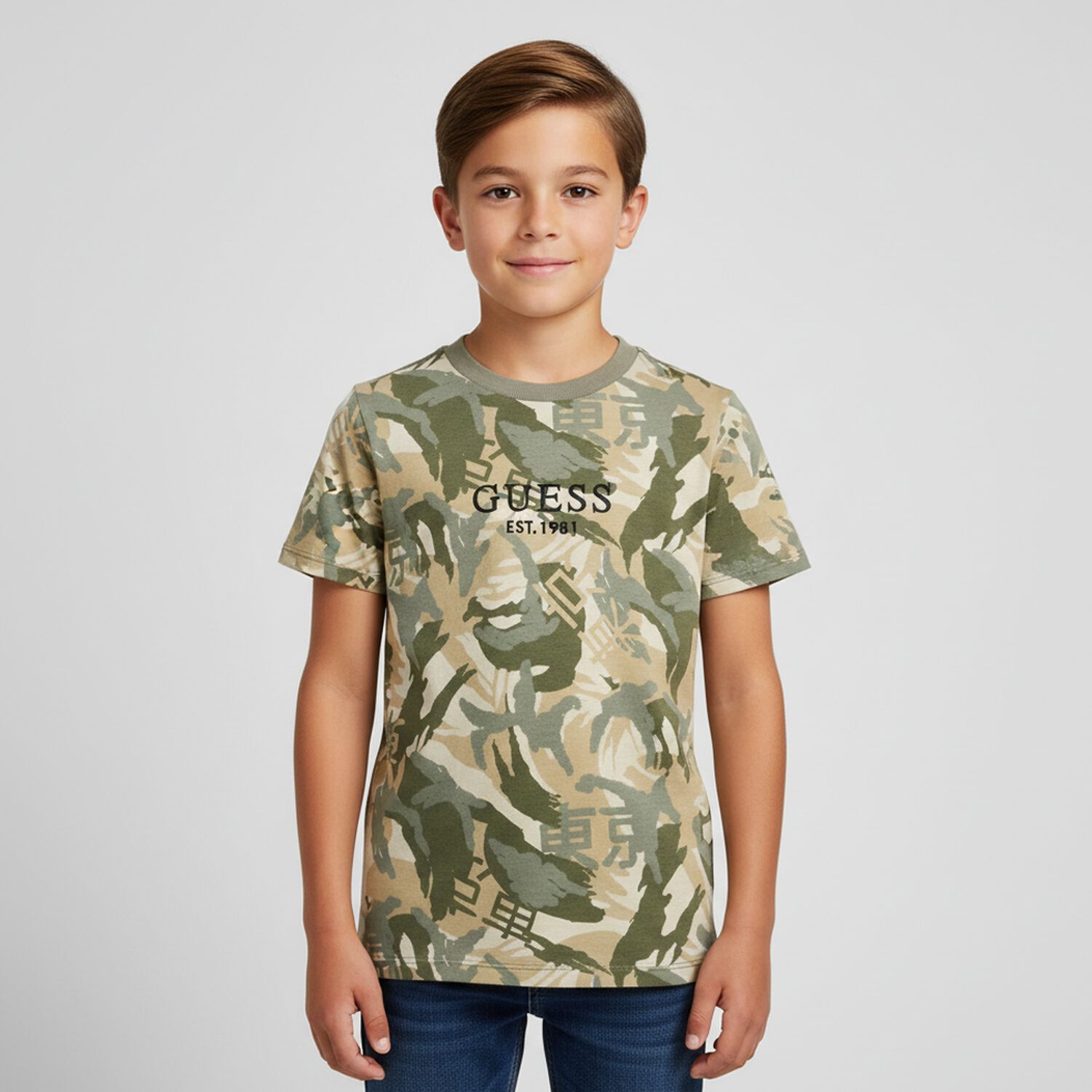 Boys Beige Logo T-Shirt, 1, hi-res