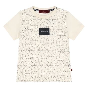 Younger Boys Beige Logo T-Shirt