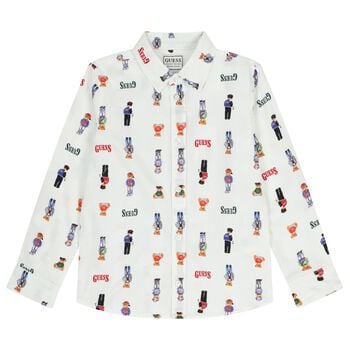 تيشيرت بشعار الدب تيدي باللون الأبيض