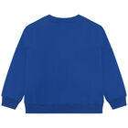 سويت شيرت بشعار النمر باللون الازرق للبنات, 1, hi-res