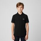 Boys Black Logo Polo Shirt, 2, hi-res