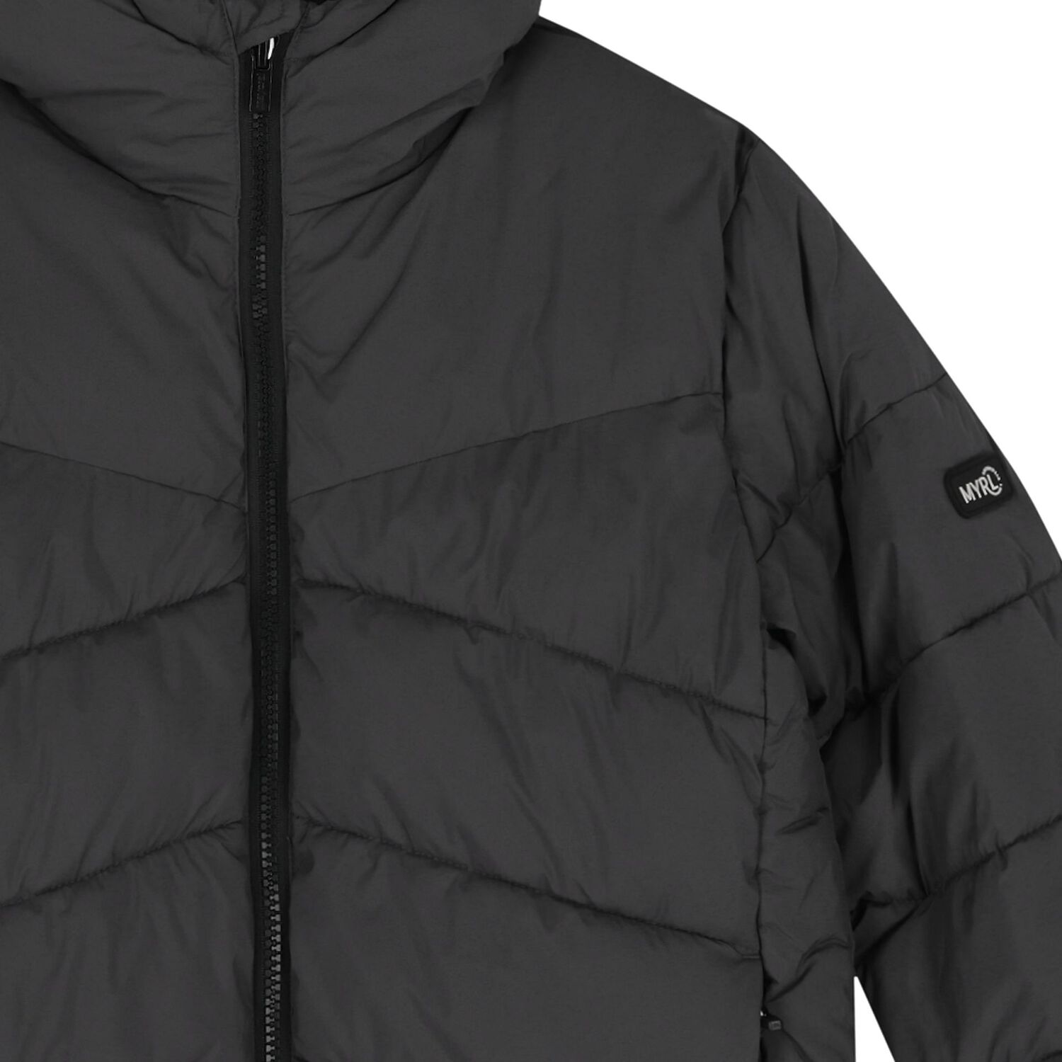 Boys Grey Long Quilted Jacket, 1, hi-res