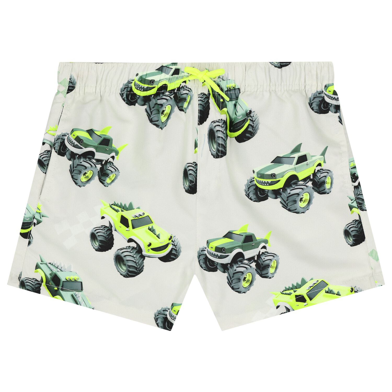 Boys Ivory Monster Truck Swim Shorts, 1, hi-res