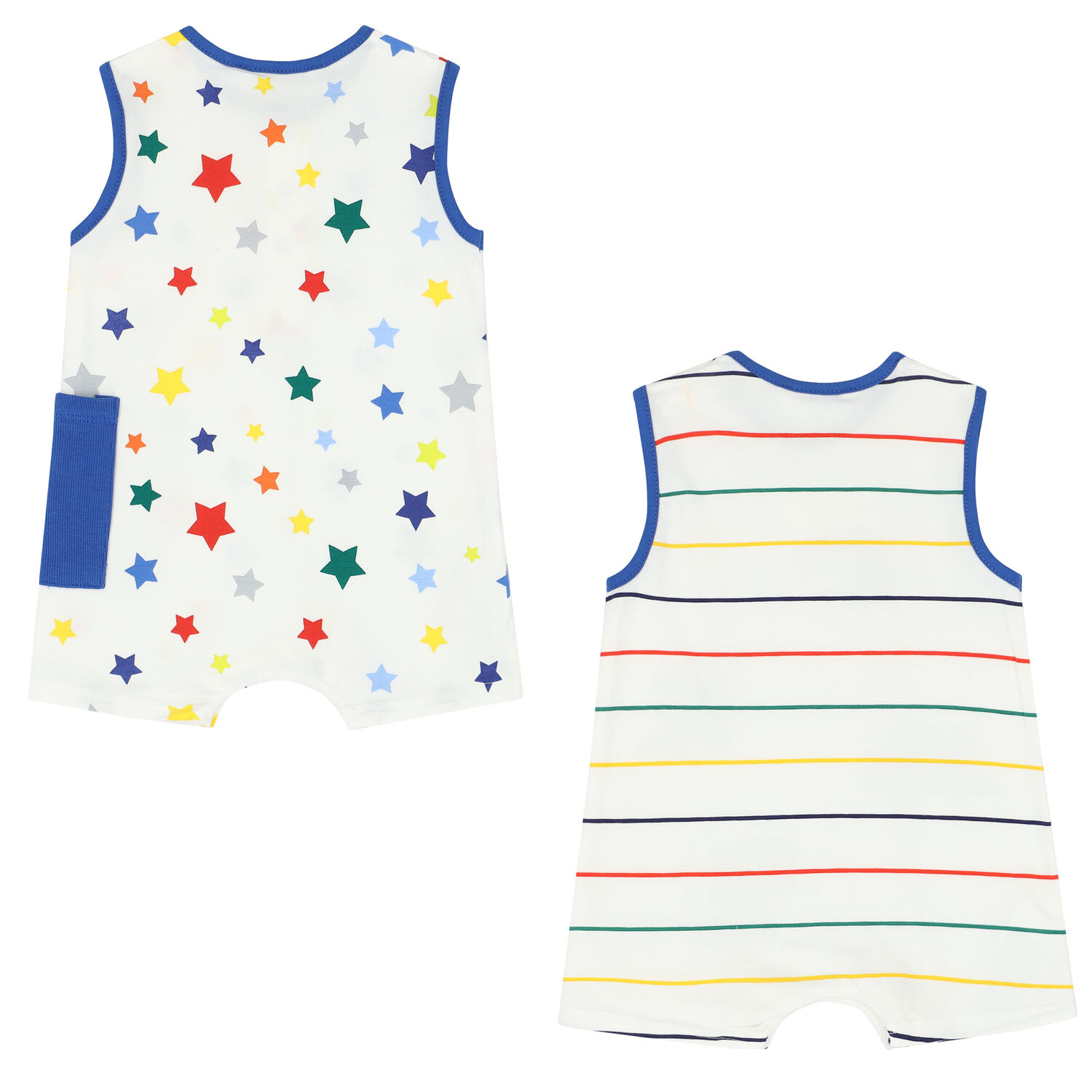 Baby Boys White & Blue Rompers ( 2-Pack ), 1, hi-res image number null
