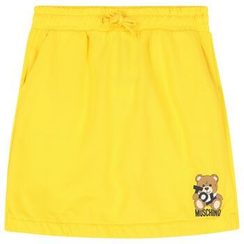 Girls Yellow Teddy Bear Logo Skirt