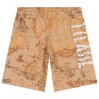 Boys Navy Blue & Beige Geo Map Shorts Set, 2, hi-res