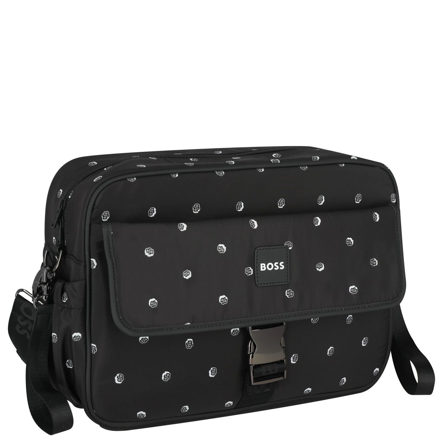 Black Logo Baby Changing Bag, 1, hi-res