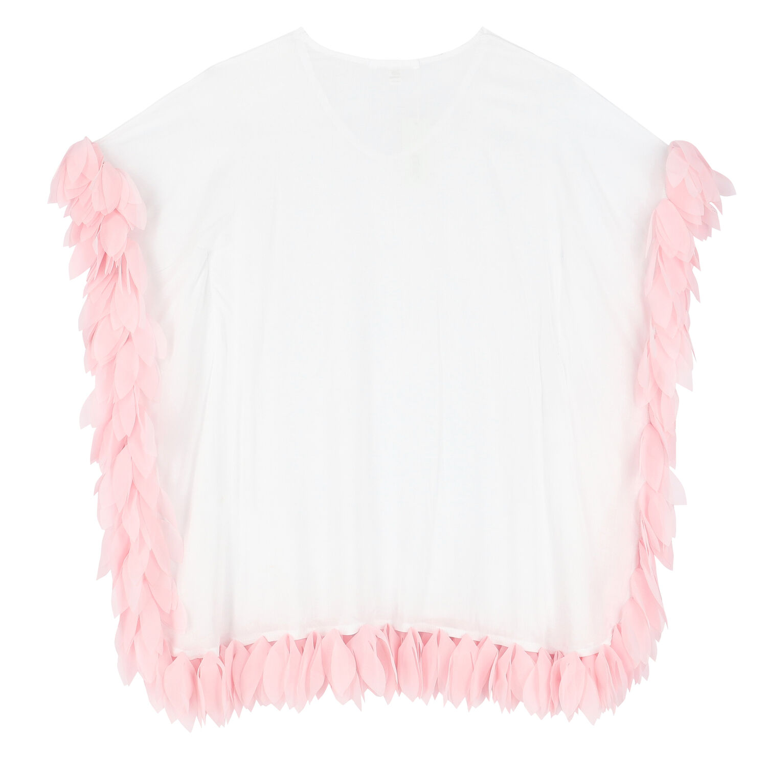 Girls White & Pink Petal Kaftan, 1, hi-res image number null