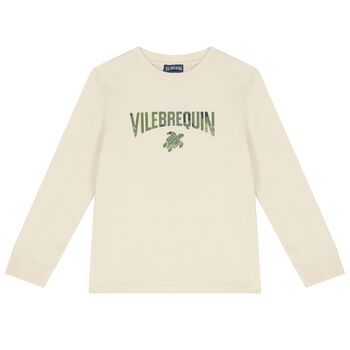 Boys Ivory Logo Long Sleeve Top