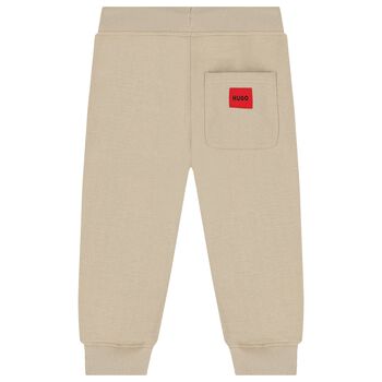 Boys Beige Logo Joggers