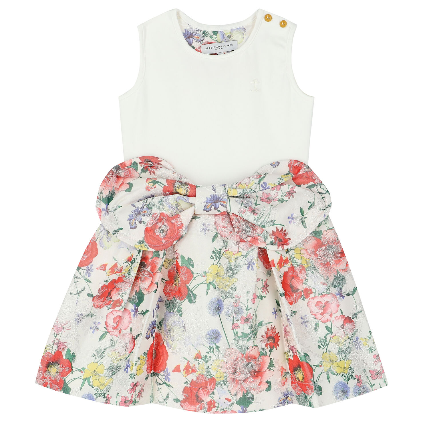Girls Ivory Floral Dress, 2, hi-res image number null