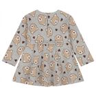 Younger Girls Grey & Beige Teddy Bear Dress, 1, hi-res
