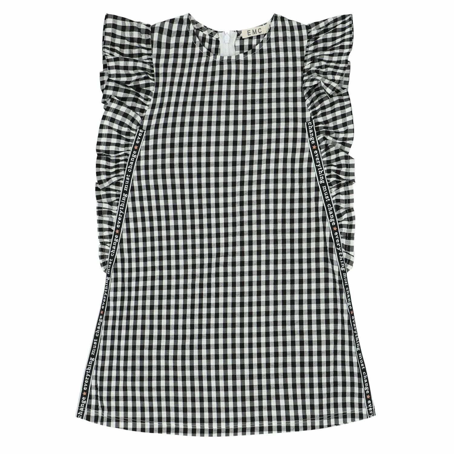 Girls Black & White Gingham Dress, 1, hi-res image number null