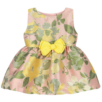 Baby Girls Pink Floral Jacquard Dress