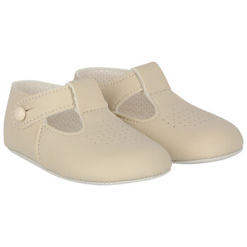 Beige Leather Pre Walker Baby Shoes