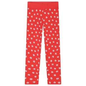 Girls Red Floral Leggings