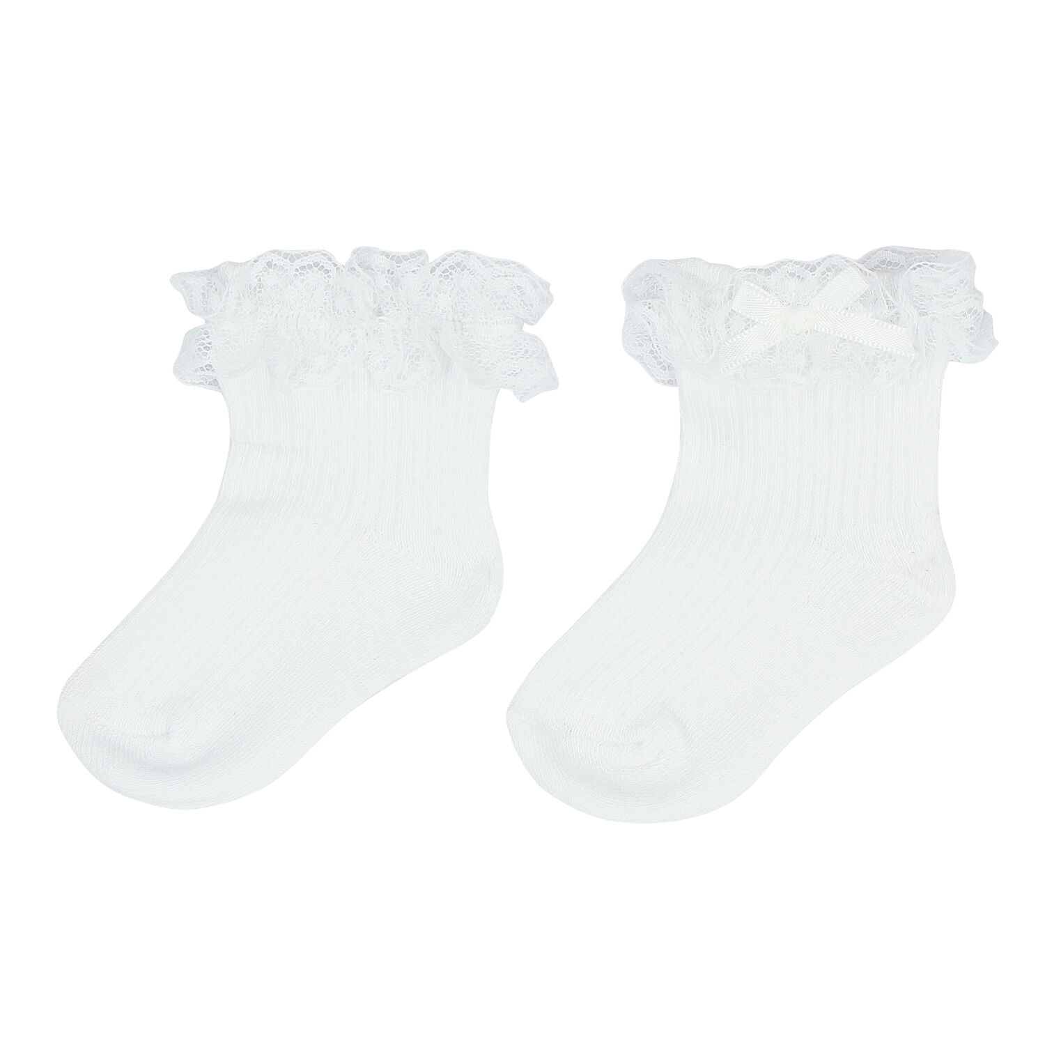 Baby Girls White Lace Socks, 2, hi-res