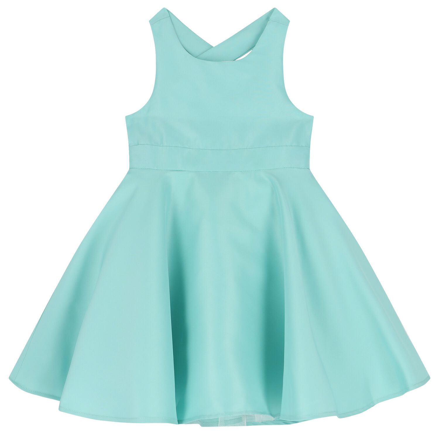 Girls Aqua Flared Dress, 1, hi-res