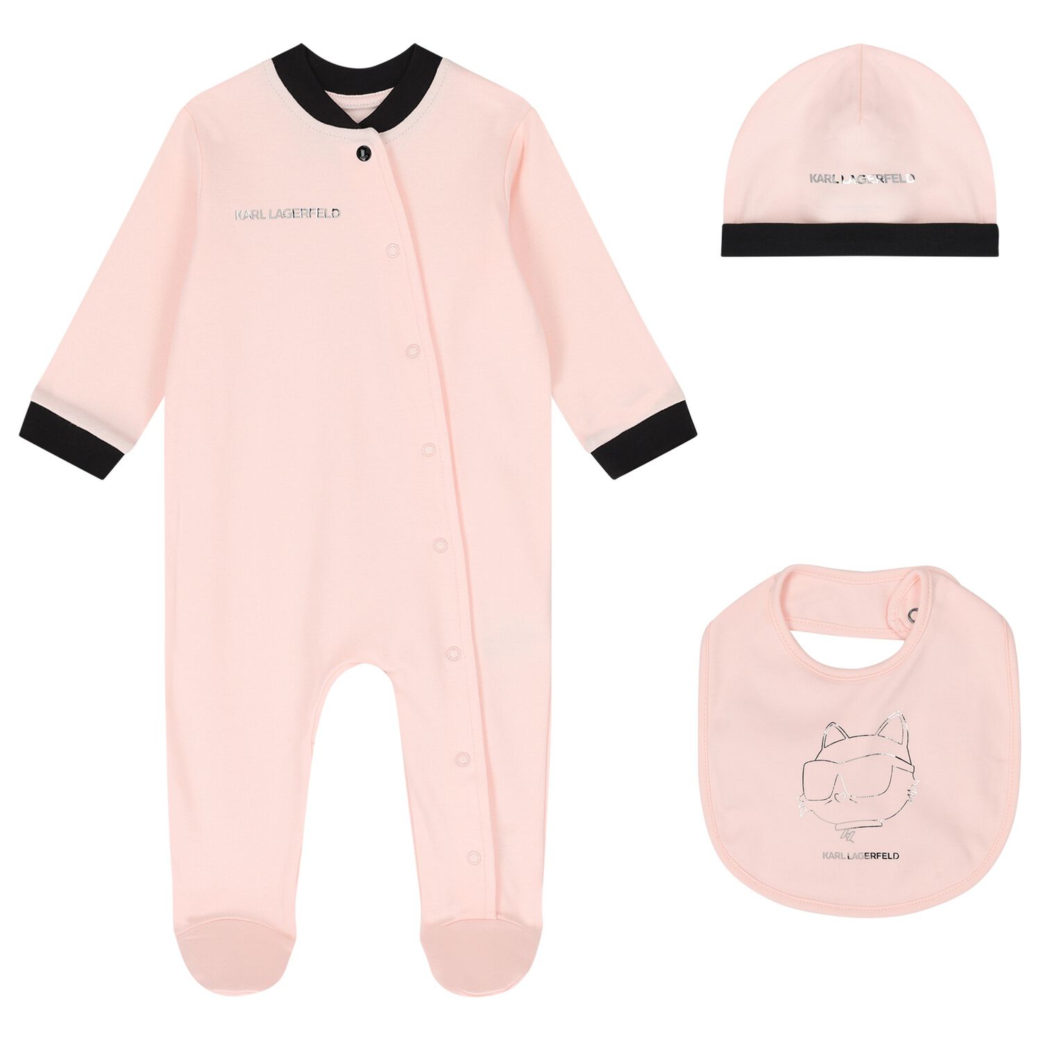 Baby Girls Pink Choupette Babygrow Gift Set, 1, hi-res