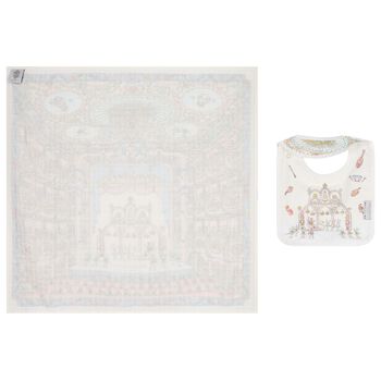 White & Blue Nutcracker Baby Carré Swaddle & Bib Gift Set