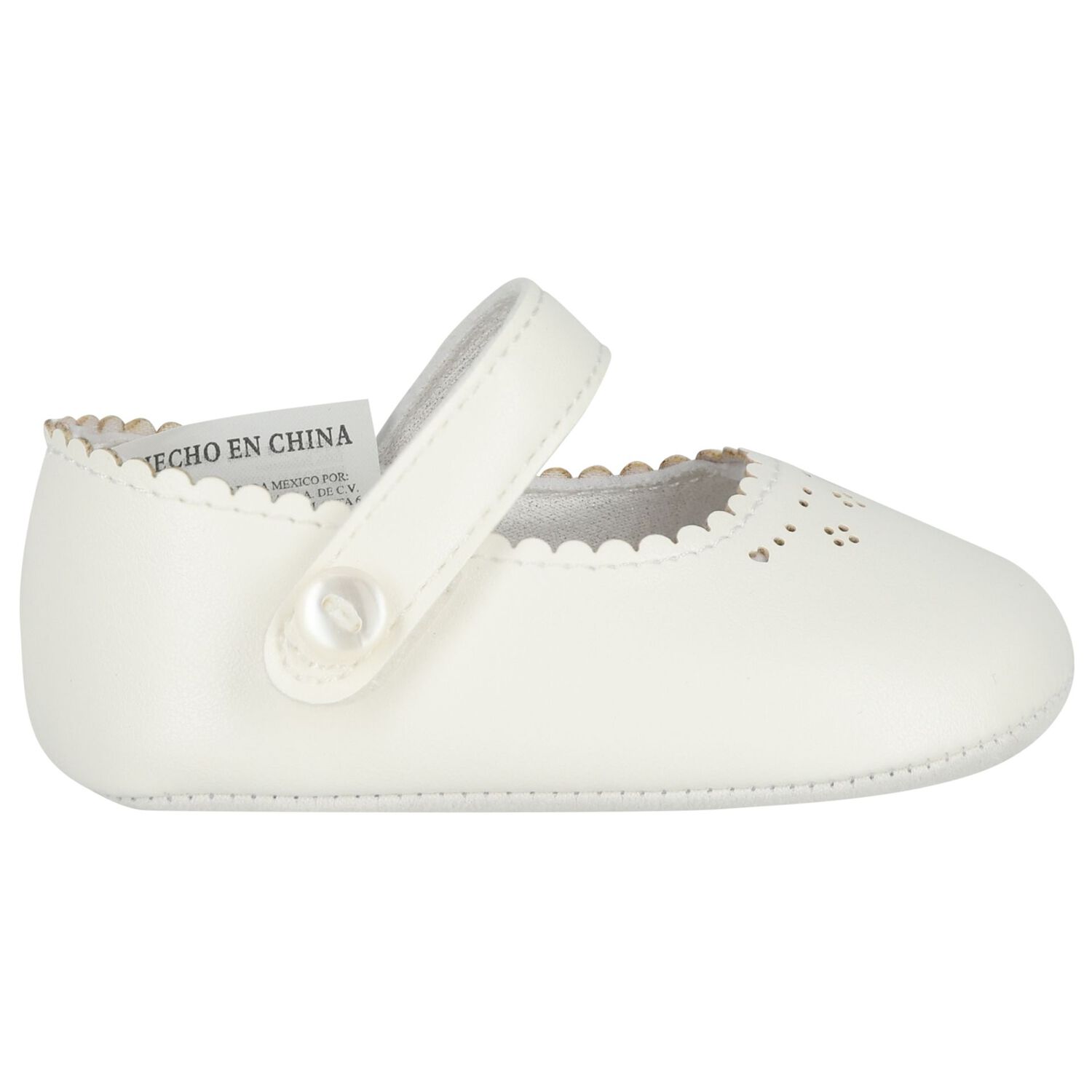 Baby Girls White Leather Pre Walker Shoes, 3, hi-res