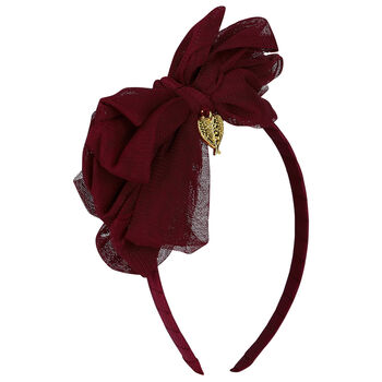 Girls Burgundy Bow Hairband