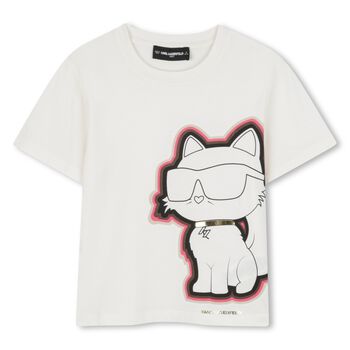 Girls White Choupette Logo T-Shirt