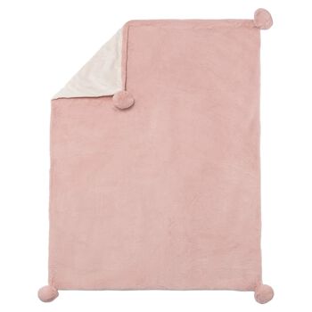 Baby Girls Pink & Ivory Pom Pom Blanket