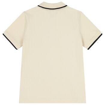 Boys Mini Me Ivory Logo Polo Shirt