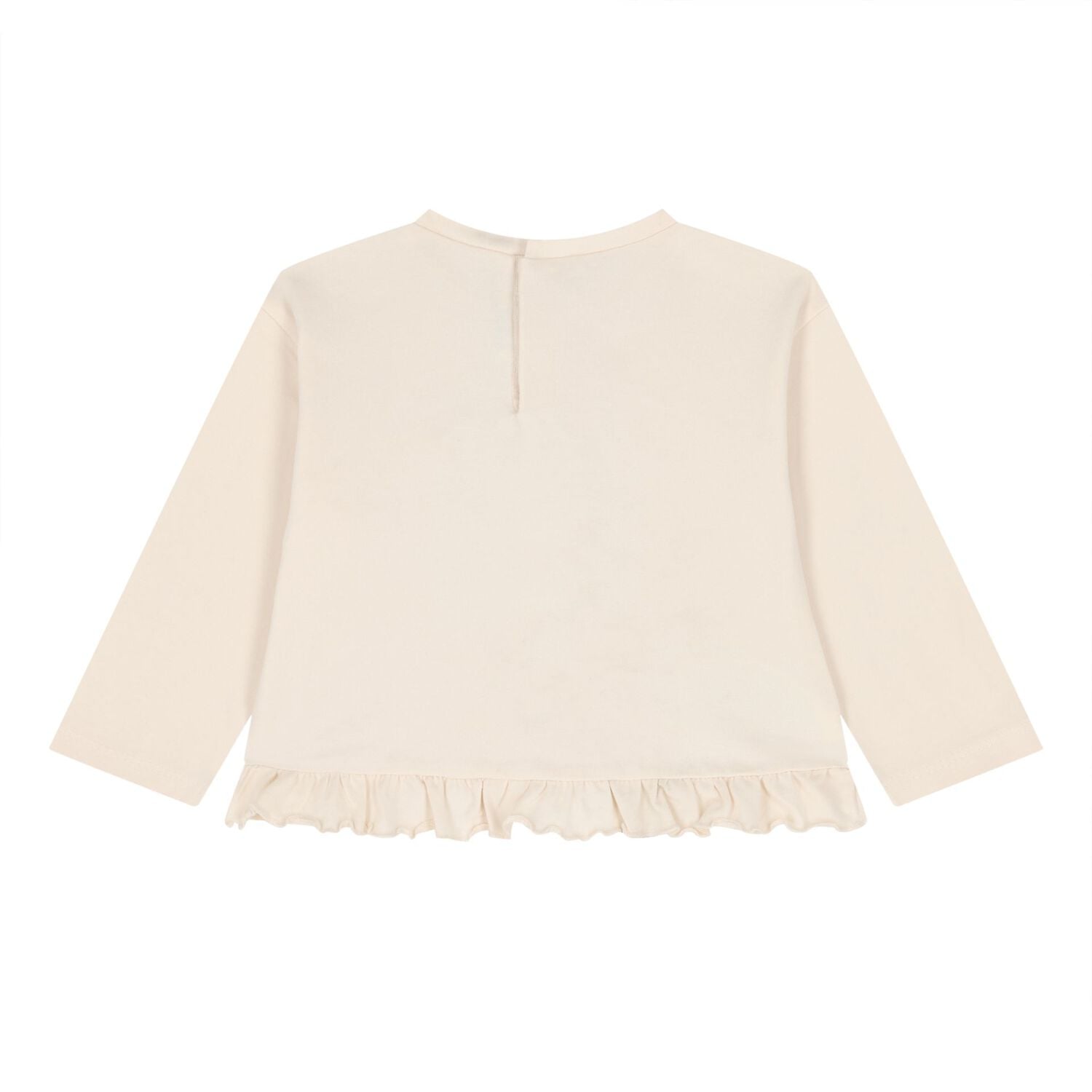Younger Girls Ivory Bag Ruffled Long Sleeve Top, 2, hi-res
