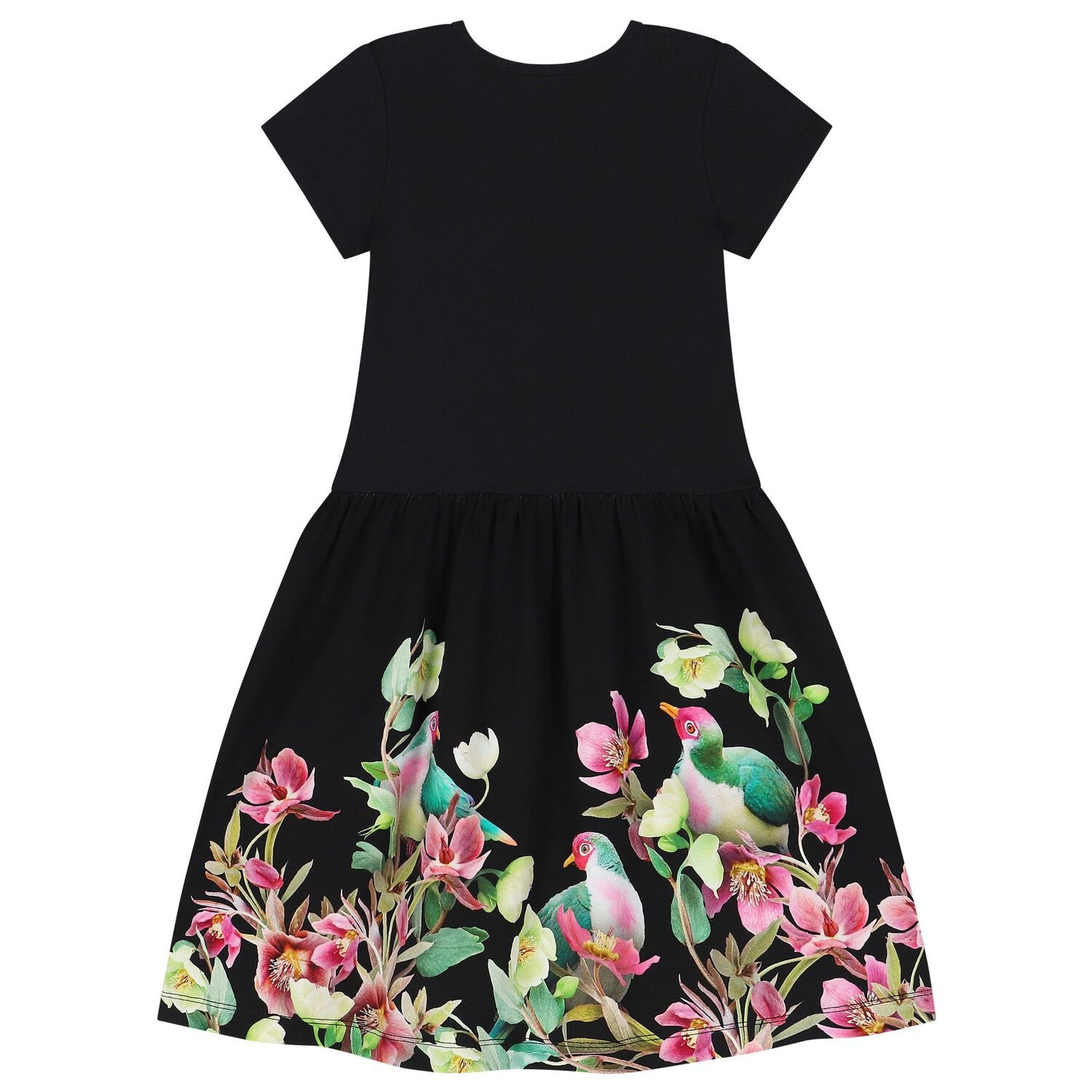 فستان بنات بطبعة باللون الأسود, 1, hi-res