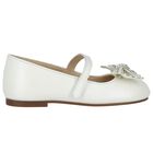 Girls Ivory Ballerina Diamante Shoes, 1, hi-res