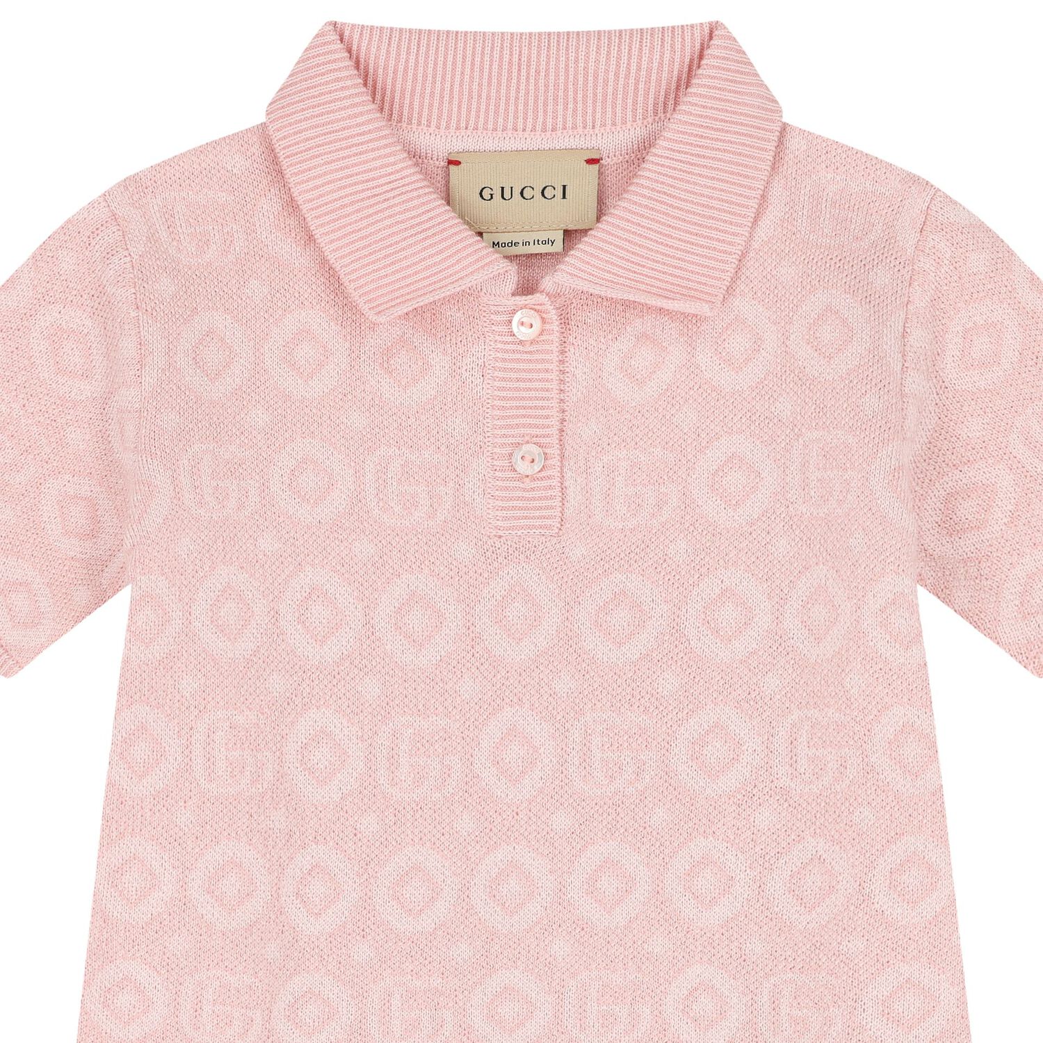 Younger Girls Pink Knitted Polo Dress, 1, hi-res