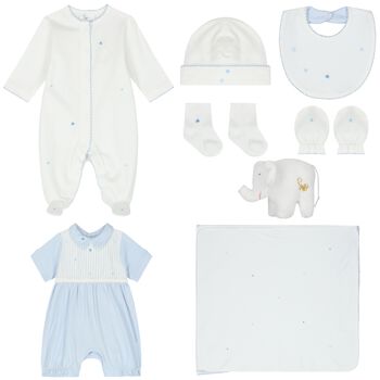 Baby Boys White & Blue Logo Gift Set